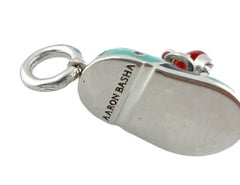 Aaron Basha 18k White Gold Sapphire Diamond Baby Saddle Shoe Charm with Fish