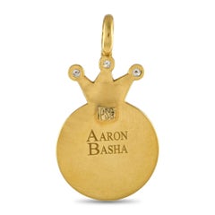 Aaron Basha breloque sourire face en or jaune 18 carats, diamants et émail AB17-111824