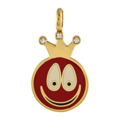 Aaron Basha 18K Yellow Gold Diamond and Enamel Smiley Face Charm AB17-111824 Aaron Basha 18K Yellow Gold Diamond and Enamel Smiley Face Charm AB17-111824