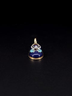 Aaron Basha 18K Yellow Gold Diamond Baby Shoe The Classic Saddle Pendant