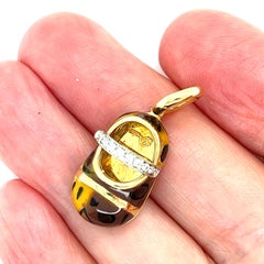 Aaron Basha 18k Yellow Gold Diamond Enamel Leopard Shoe Charm Pendant