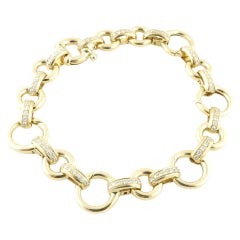 Aaron Basha 18K Yellow Gold Diamond Open Link Charm Bracelet