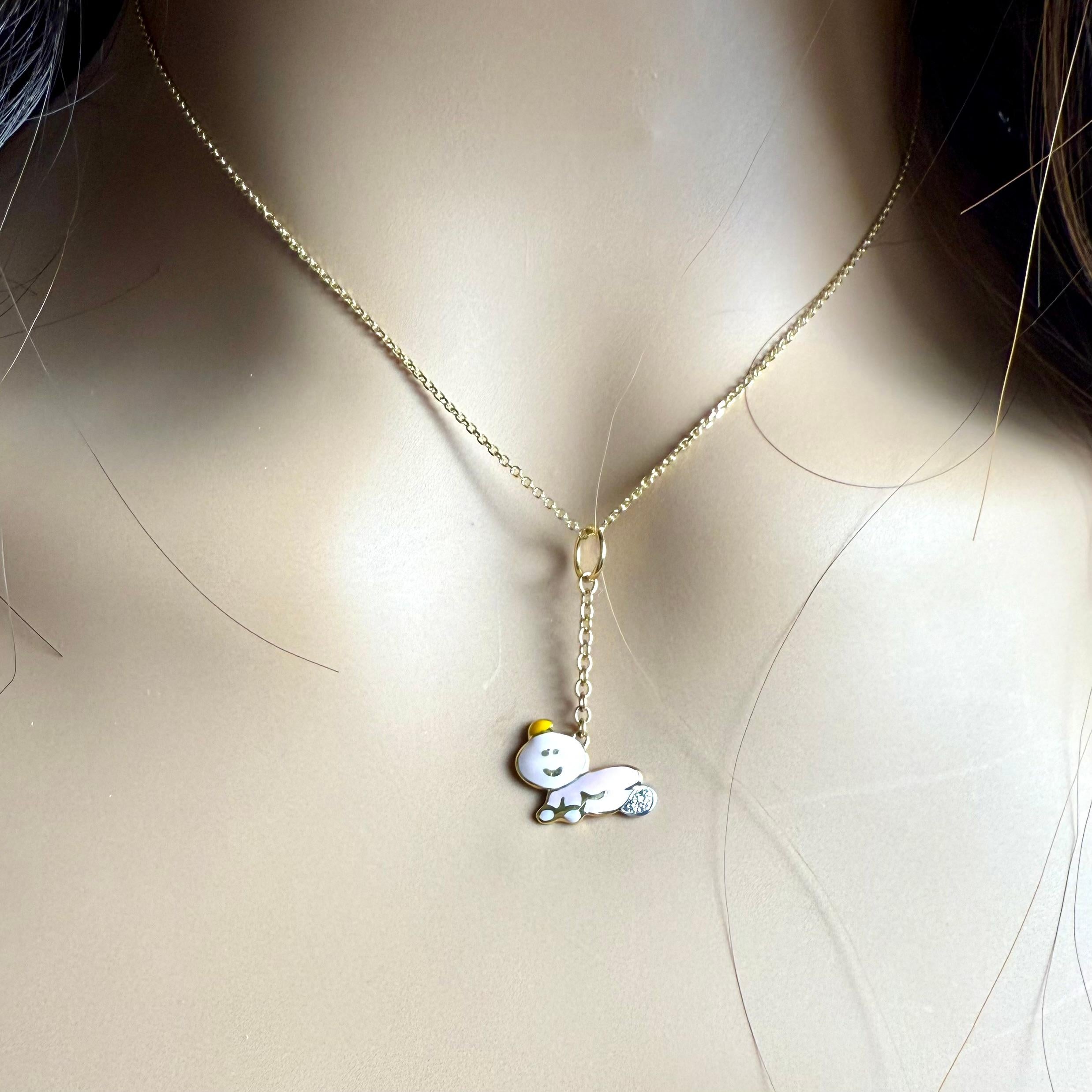 Moderno Aaron Basha 18K Yellow Gold Diamond Pink Enamel Baby Charm Pendant Necklace in vendita