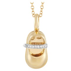Aaron Basha 18K Yellow Gold Diamond Shoe Pendant Necklace