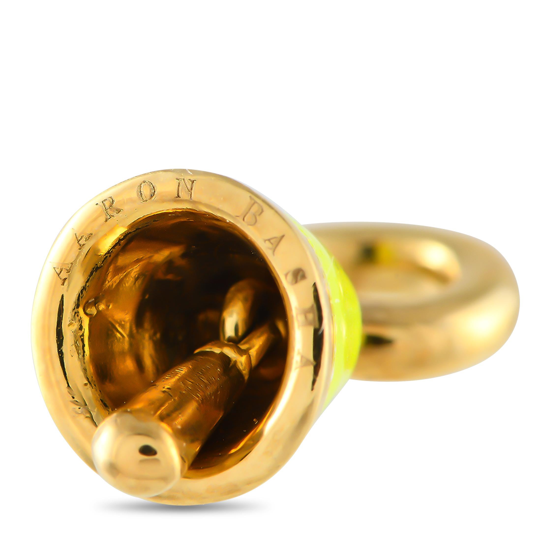 Aaron Basha 18K Yellow Gold Enamel Bell Charm AB38-111324 In New Condition For Sale In Southampton, PA