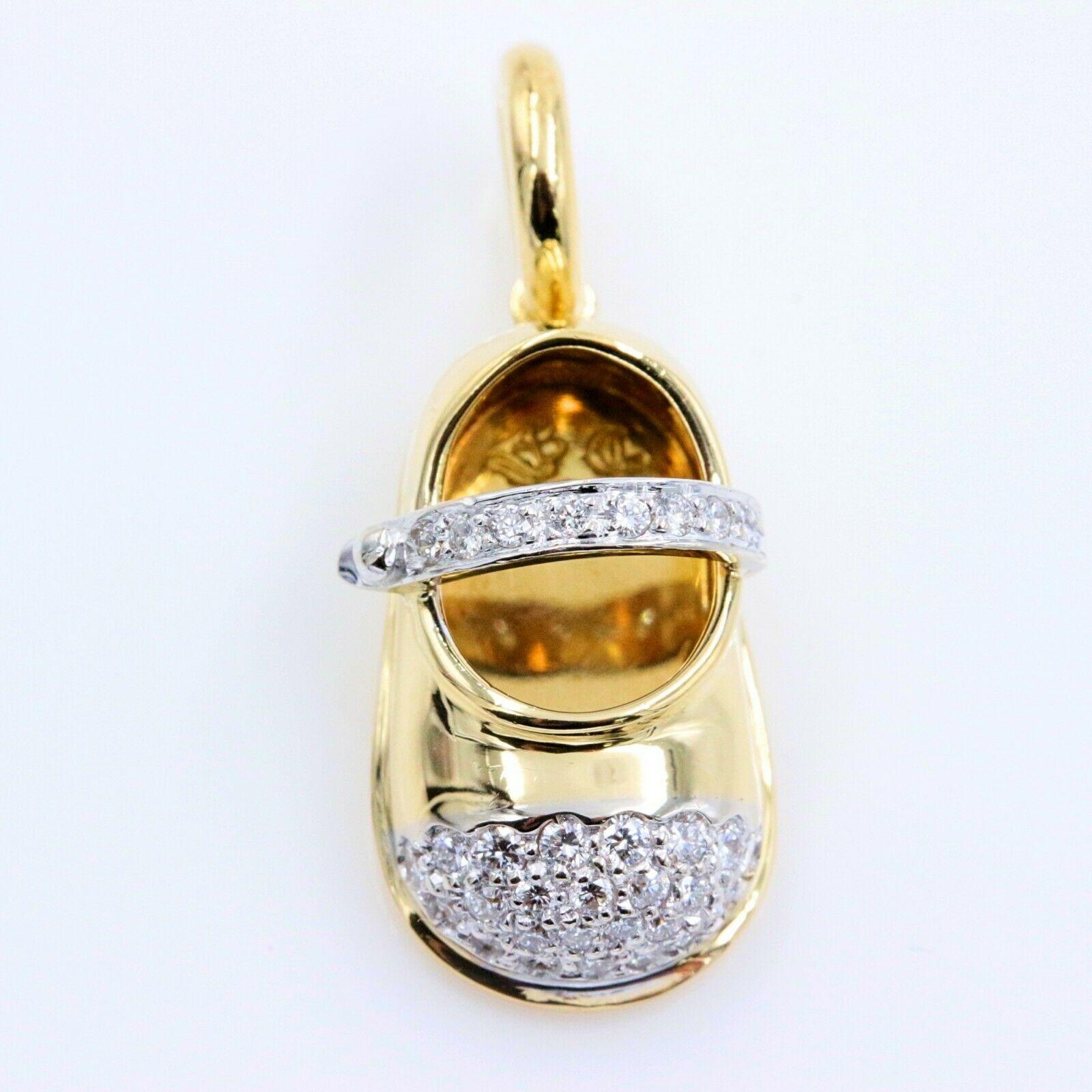 Aaron Basha 18k Yellow & White Gold Baby Shoe Charm with Diamond Toe & Strap 5