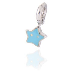 Vintage Aaron Basha 18kt White Gold Blue Star Pendant