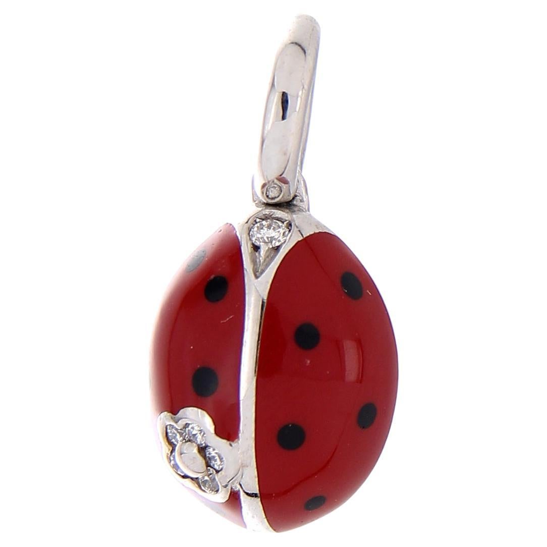 Aaron Basha: 18 Karat Weißgold Roter Ladybugs-Anhänger im Angebot