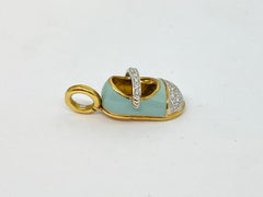 Aaron Basha 18kt Yellow Gold Light Blue Shoes Pendant