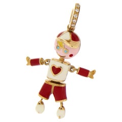 Retro Aaron Basha 18kt Yellow Gold Red Boy Pendant