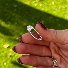 Aaron Basha 18KWG Pavé Diamond Heart Diaper Pin Charm