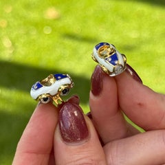 Aaron Basha 18KYG Diamond Blue White Car Cufflinks
