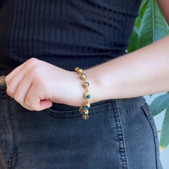 Aaron Basha 22 Karat Yellow Gold Evil Eye Link Bracelet