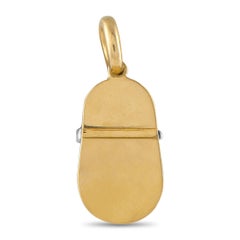 Aaron Basha Baby Shoe 18K Yellow Gold Diamond and Enamel Mary-Jane Charm