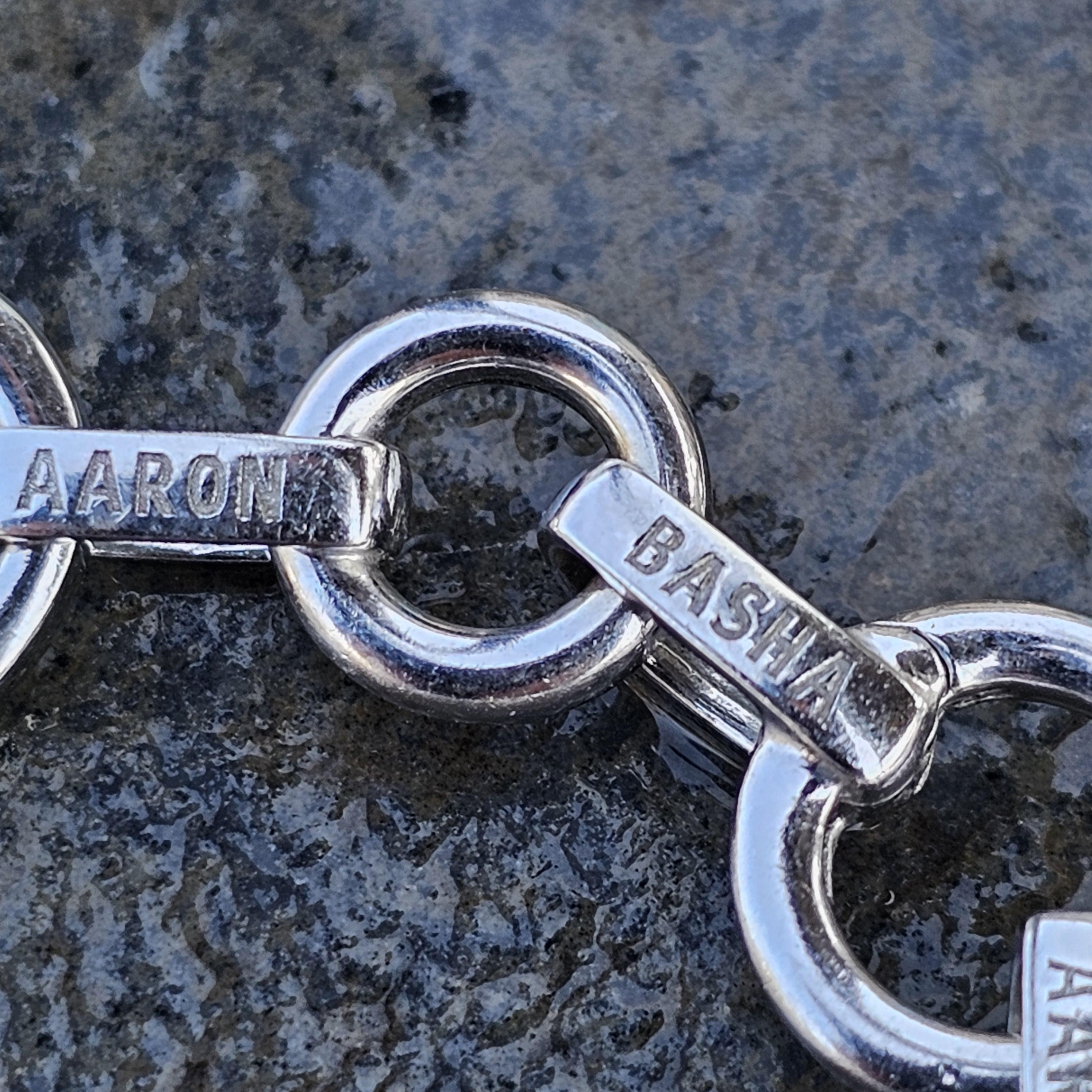 Aaron Basha Clasping Open Link Charm Bracelet 18k White Gold 7.25