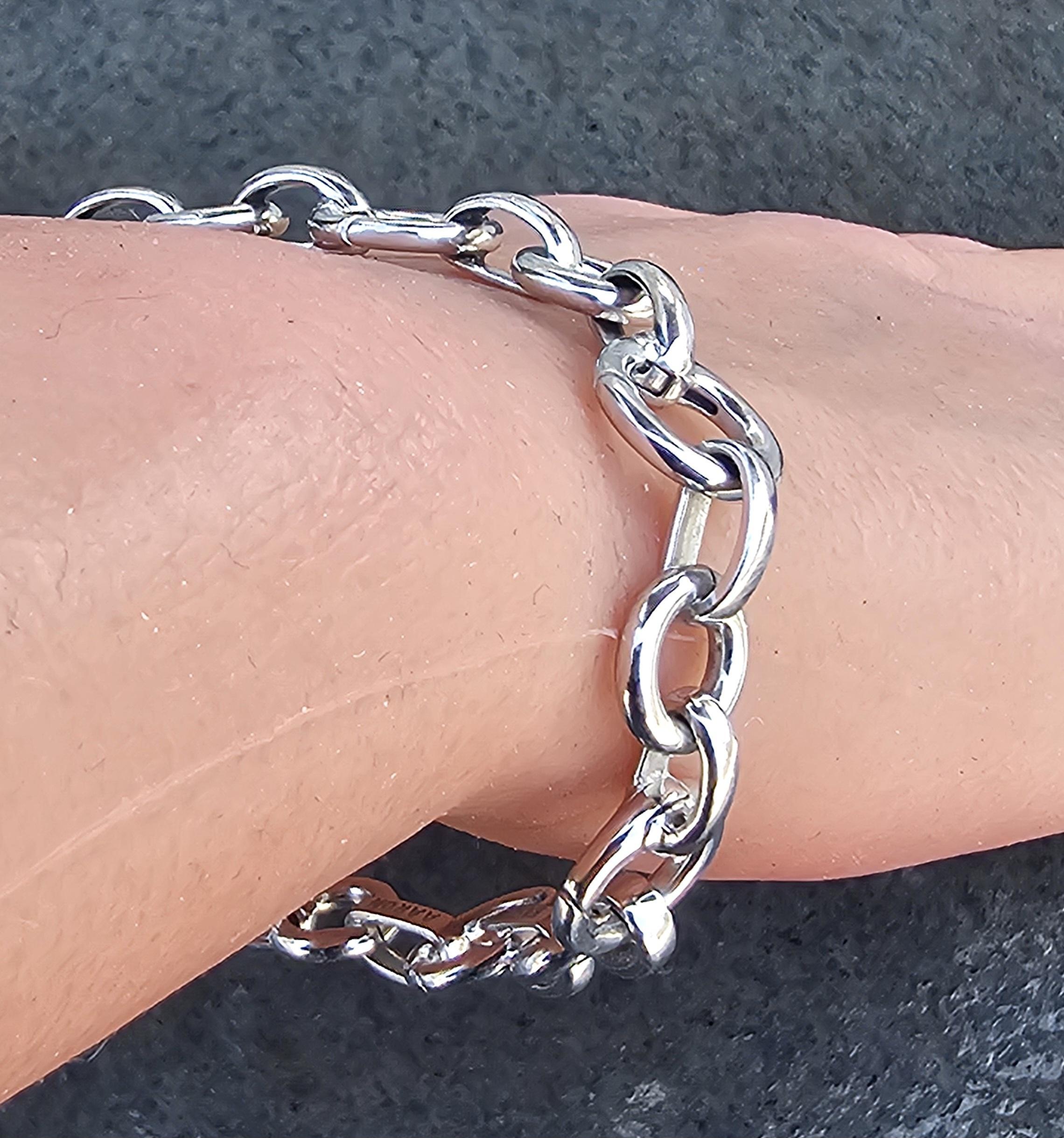 Women's Aaron Basha Clasping Open Link Charm Bracelet 18k White Gold 7.25