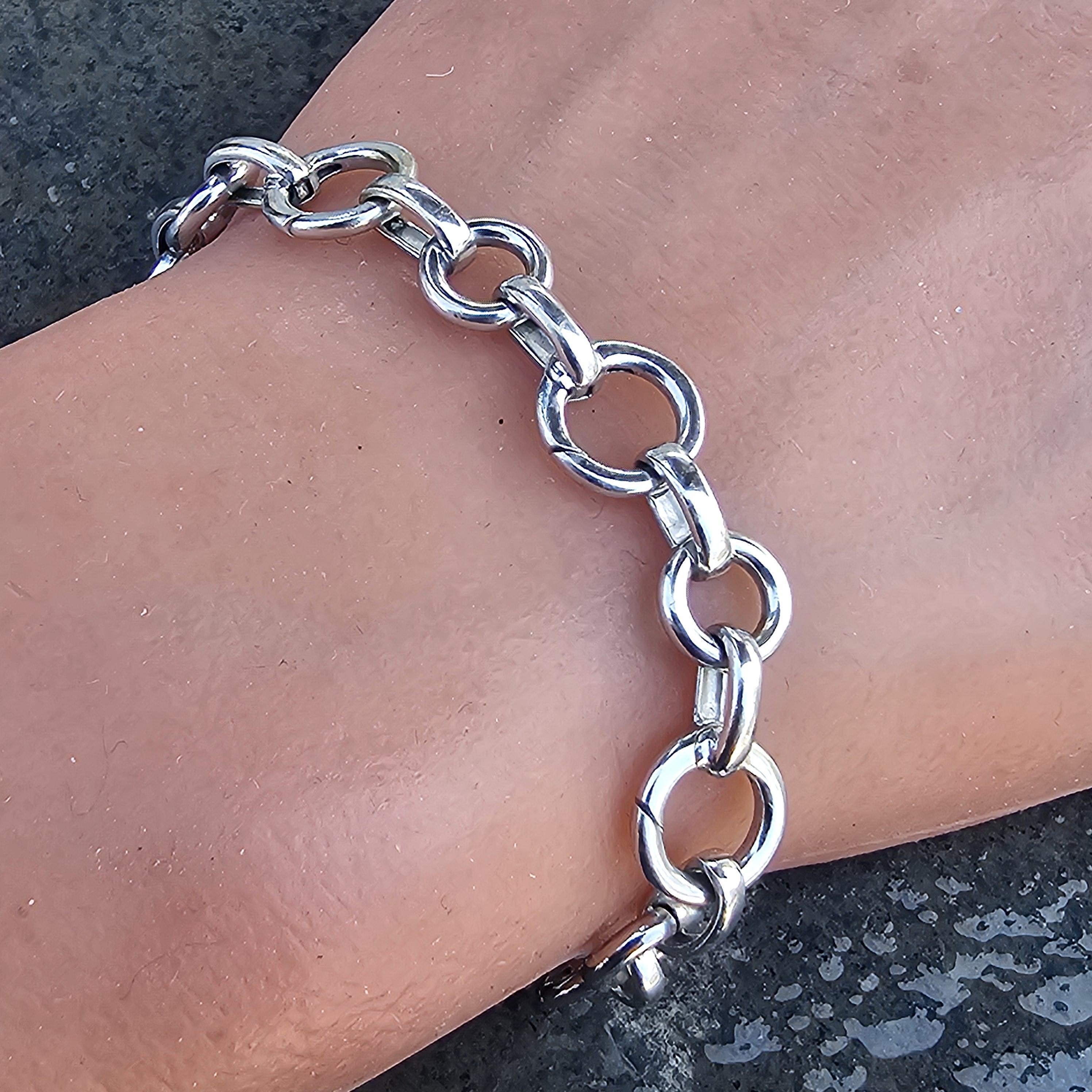 Aaron Basha Clasping Open Link Charm Bracelet 18k White Gold 7.25