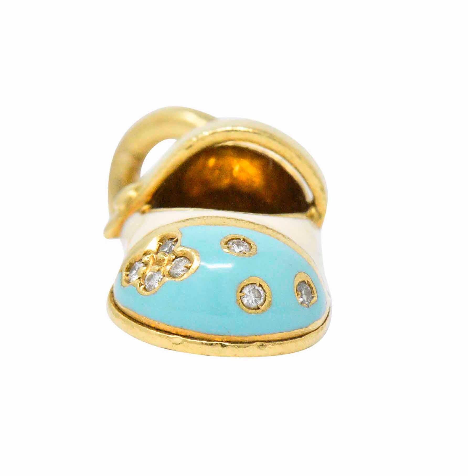 Contemporary Aaron Basha Diamond 18 Karat Gold Enamel Strap Shoe Charm