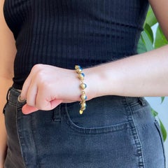 Aaron Basha Diamond 18 Karat Yellow Gold Evil Eye Link Bracelet