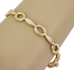 Aaron Basha Diamond 18k Yellow Gold Oval Bar Link Bracelet