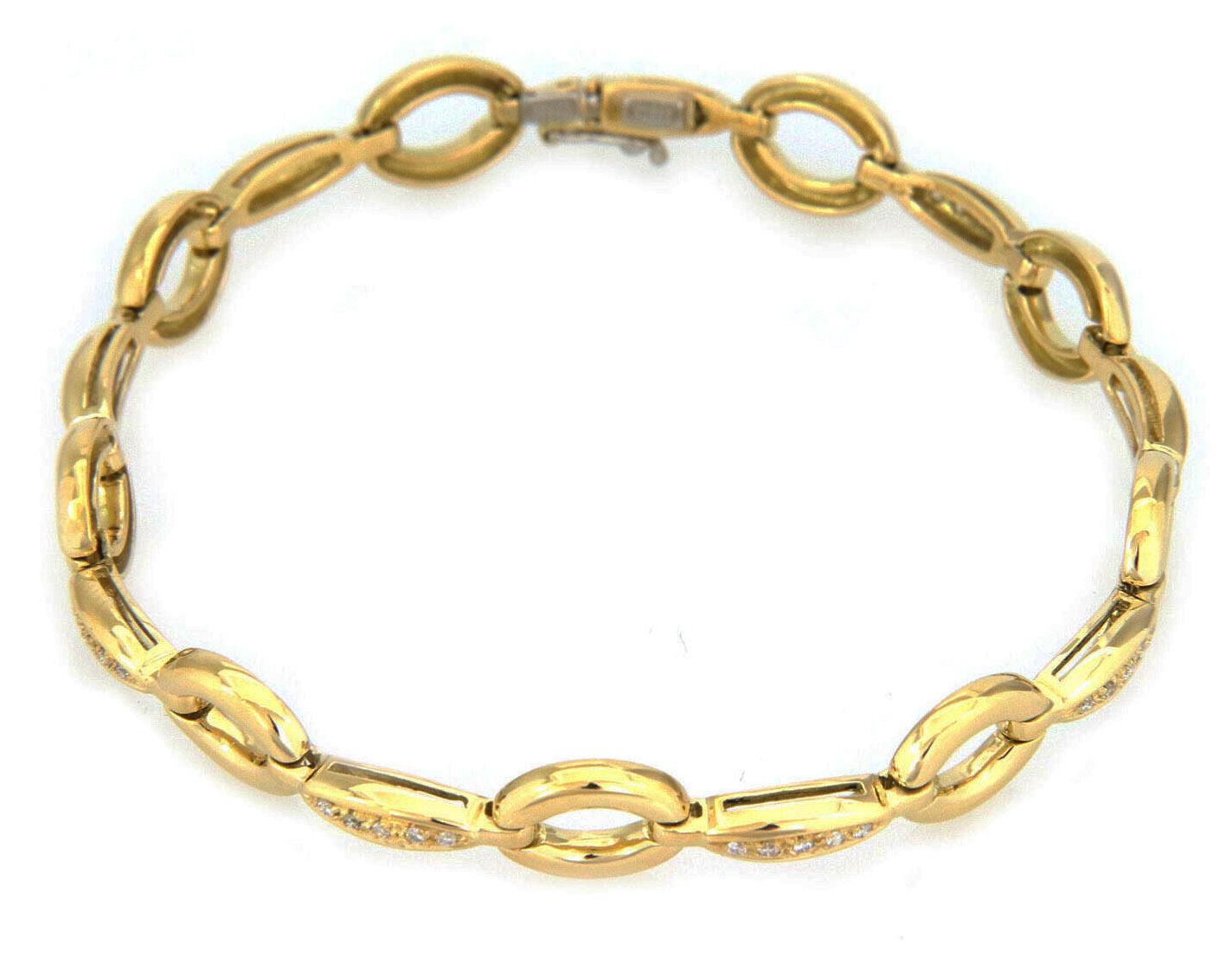 Aaron Basha Diamant 18k Gelbgold Oval Bar Gliederarmband (Moderne) im Angebot