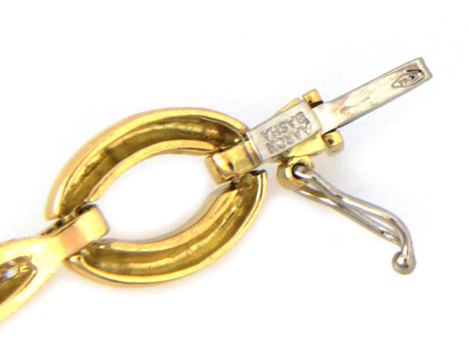 Brilliant Cut Aaron Basha Diamond 18k Yellow Gold Oval Bar Link Bracelet For Sale