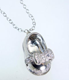 Aaron Basha Diamond and Platinum Baby Shoe Pendant