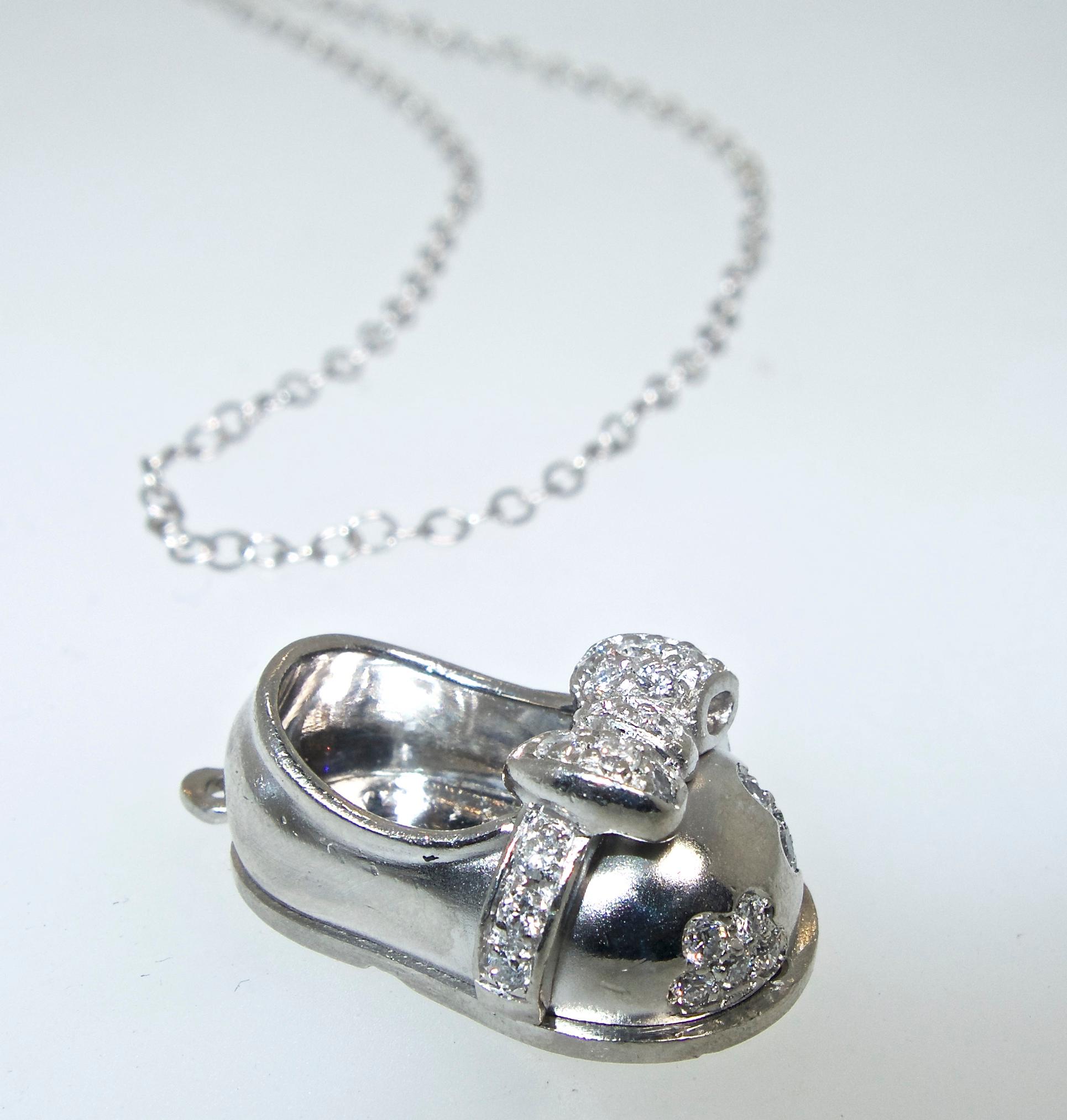 diamond baby shoe pendant