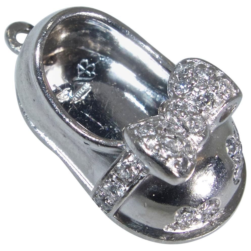 Aaron Basha Diamond and Platinum Baby Shoe Pendant