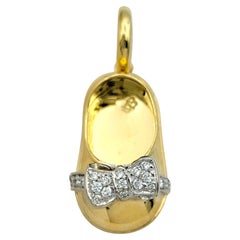 Aaron Basha Diamond Bow Ballet Shoe Charm / Pendant in 18 Karat Yellow Gold