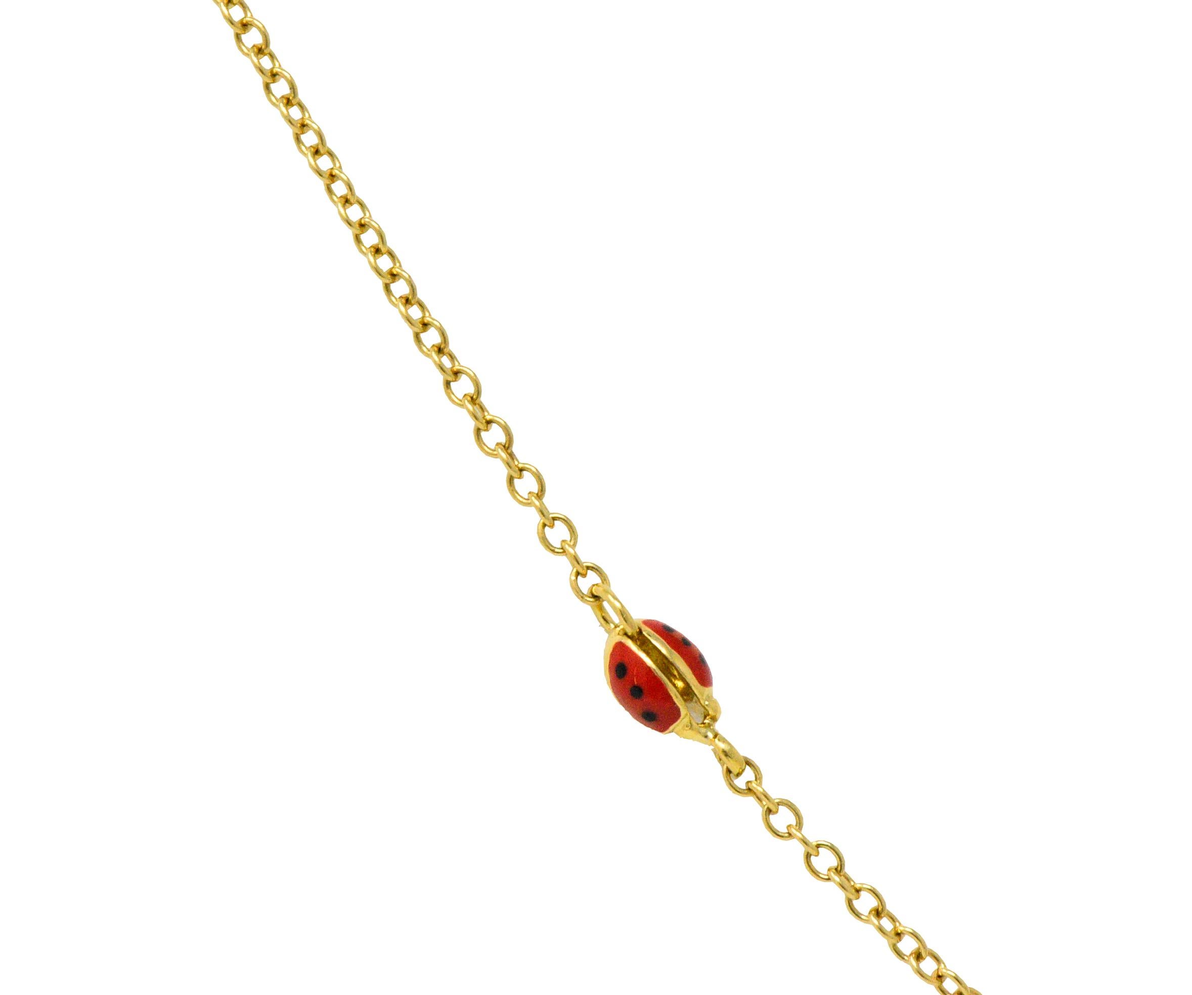 Contemporary Aaron Basha Enamel Diamond 18 Karat Gold Baby Shoe Pendant Necklace