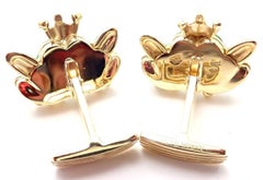 Aaron Basha Diamond Enamel Frog Prince Yellow Gold Cufflinks