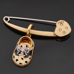 Aaron Basha Spilla di sicurezza per scarpe da bambino in oro giallo e smalto diamantato