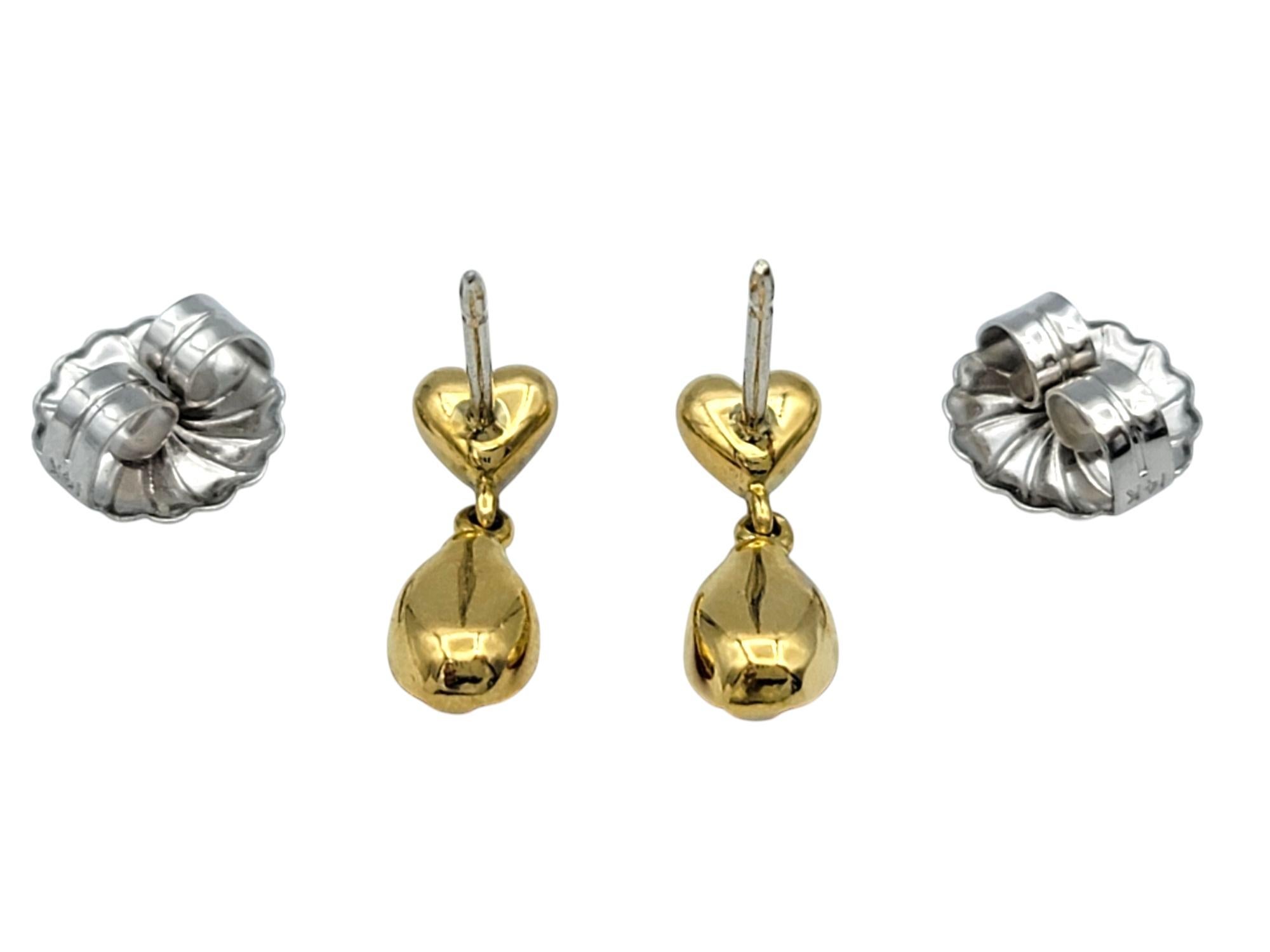 Women's Aaron Basha Diamond Heart and Enamel Ladybug Dangle Earrings in 18 Karat Gold For Sale