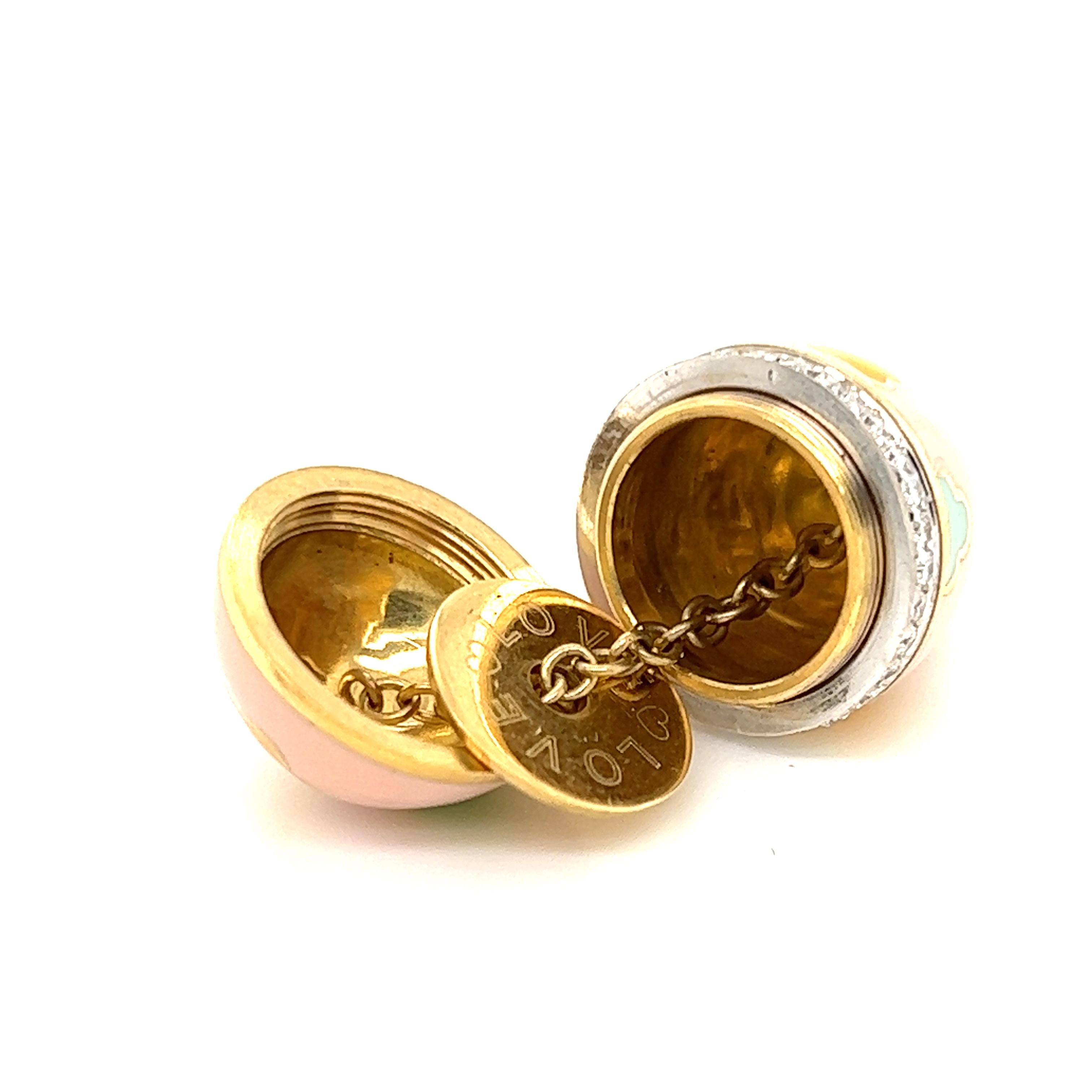 Modern Aaron Basha Diamond Multi-Color Enamel 18k Yellow Gold Egg Charm Pendant
