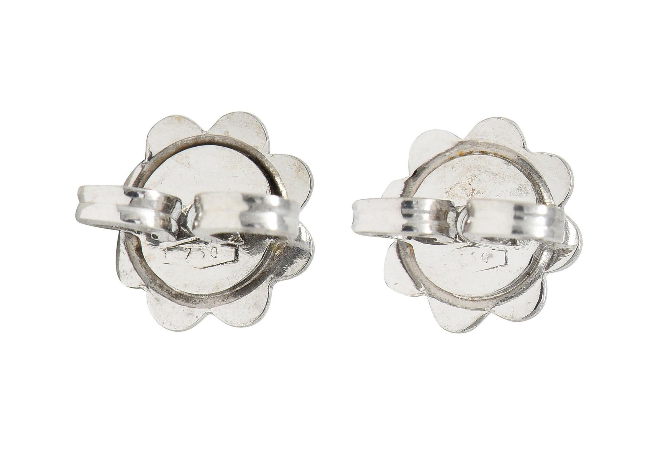 Aaron Basha Pendientes Gota Mariquita Esmalte Naranja Diamante Oro Bicolor 18 Kilates en venta 1