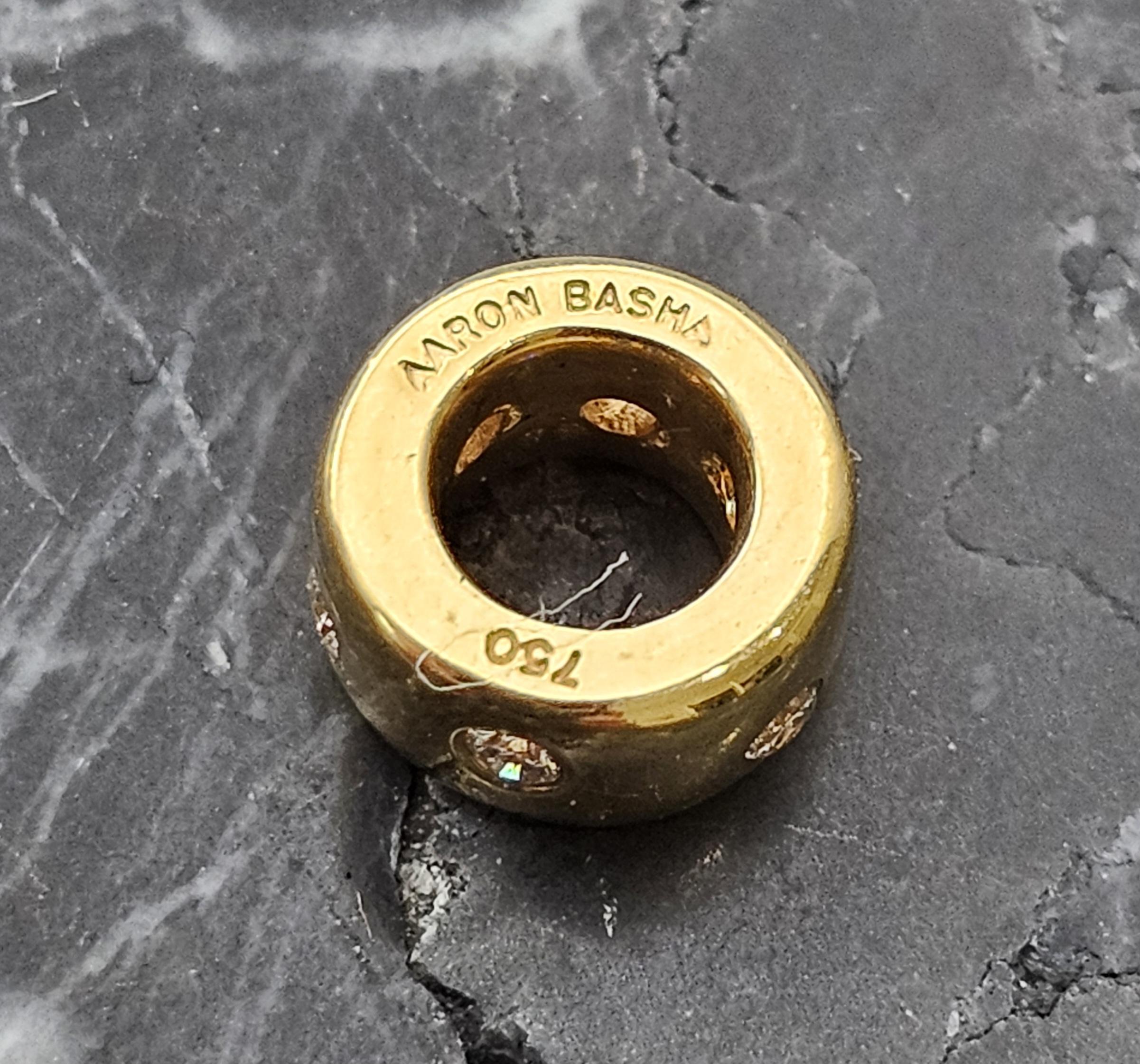 Aaron Basha Colgante de diamantes Rondel espaciador de oro amarillo de 18 quilates 2,7 g en Bueno Estado en Northbrook, IL