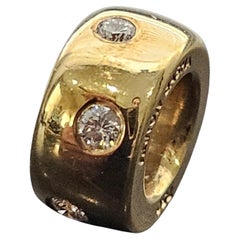 Aaron Basha Diamond Slide Pendant Charm Spacer Rondel 18k Yellow Gold 2.7g