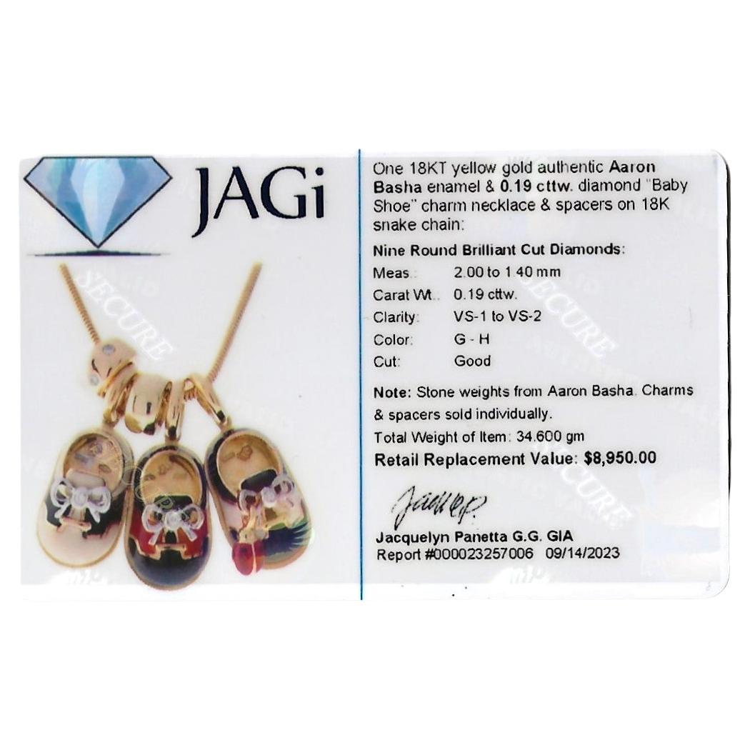 Aaron Basha Enamel and Diamond 'Baby Shoe' Charm Necklace 18 Karat Yellow Gold  For Sale 3