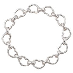 Aaron Basha Heart Link Bracelet Estate 18 Karat White Gold Designer Jewelry