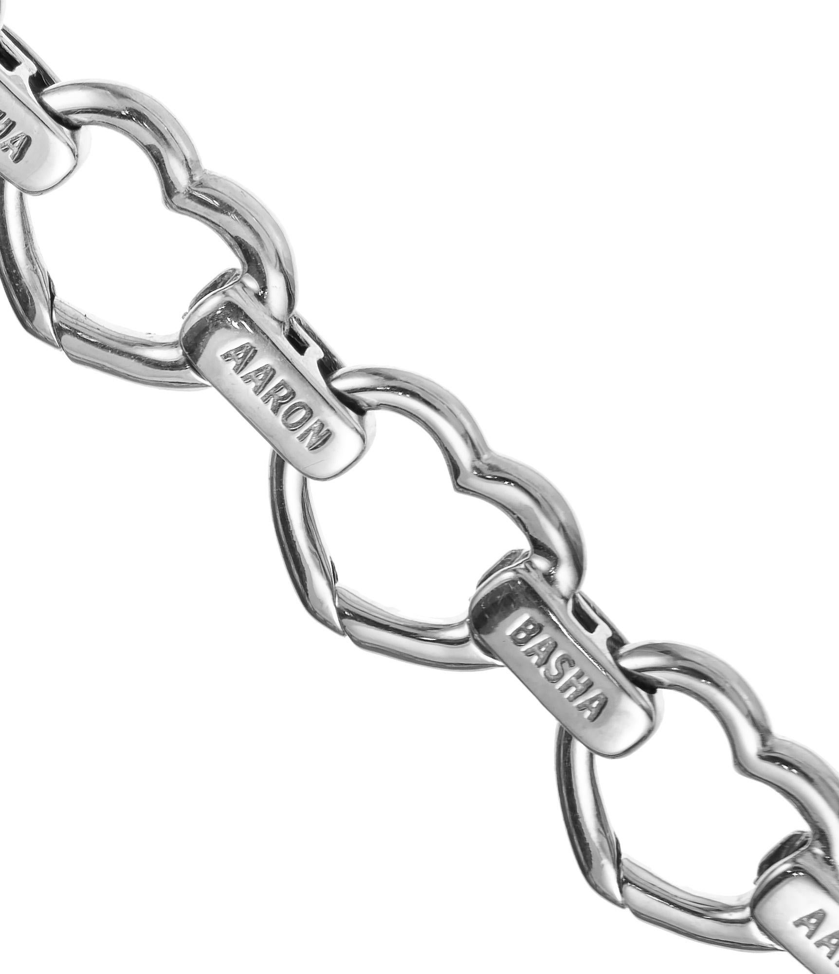 Aaron Basha Heart Shape Gold Link Bracelet For Sale 1