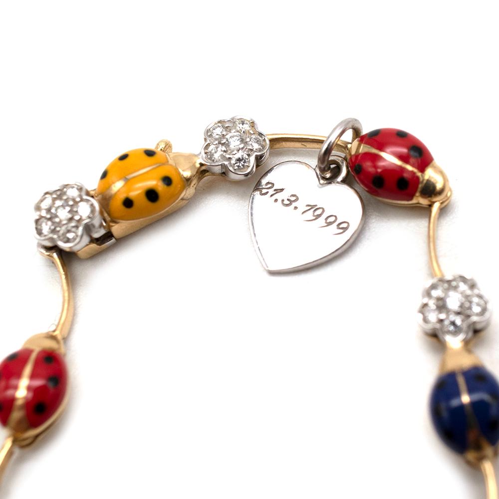 Women's or Men's Aaron Basha Ladybird & Diamond 18kt Yellow Gold Necklace For Sale