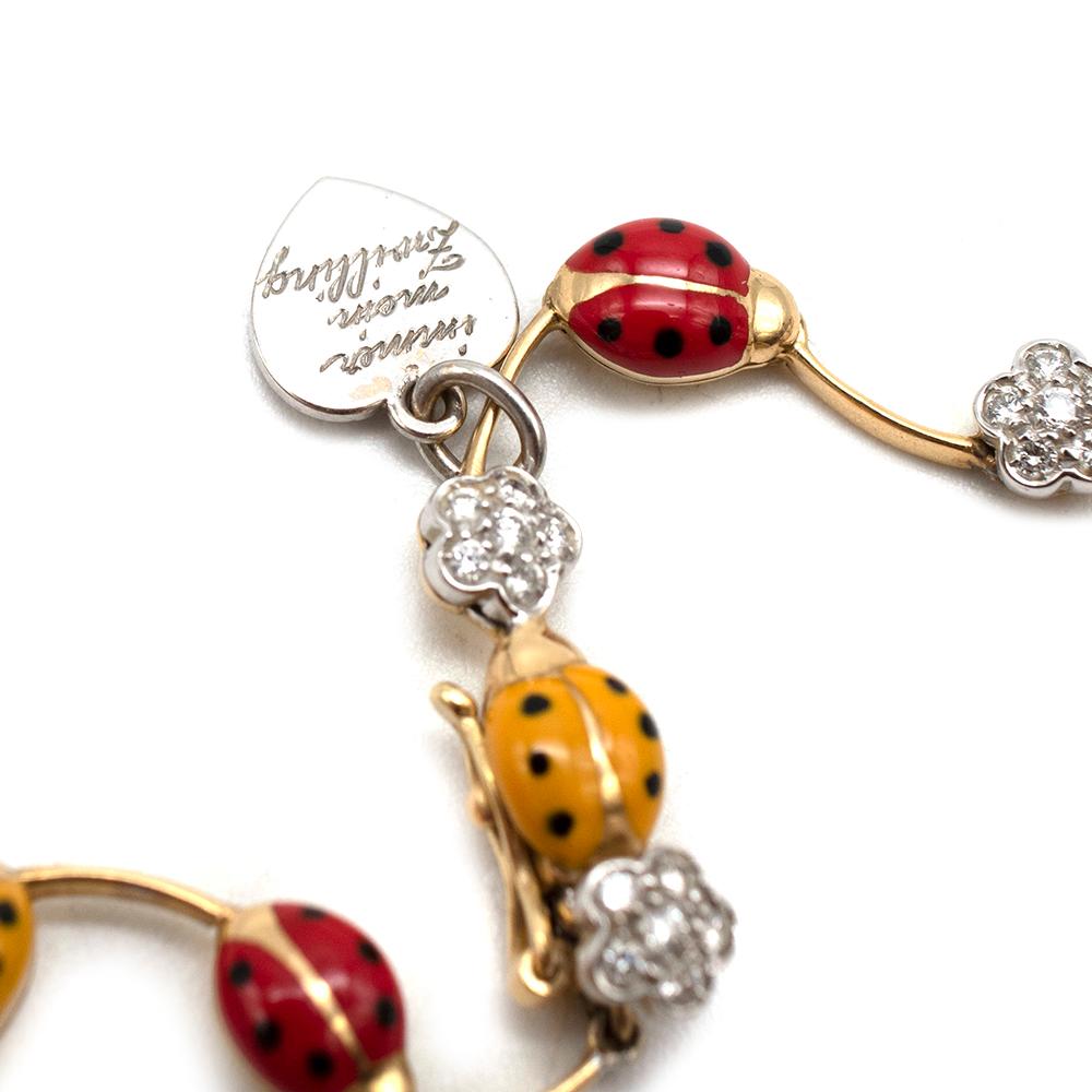 Aaron Basha Ladybird & Diamond 18kt Yellow Gold Necklace For Sale 1