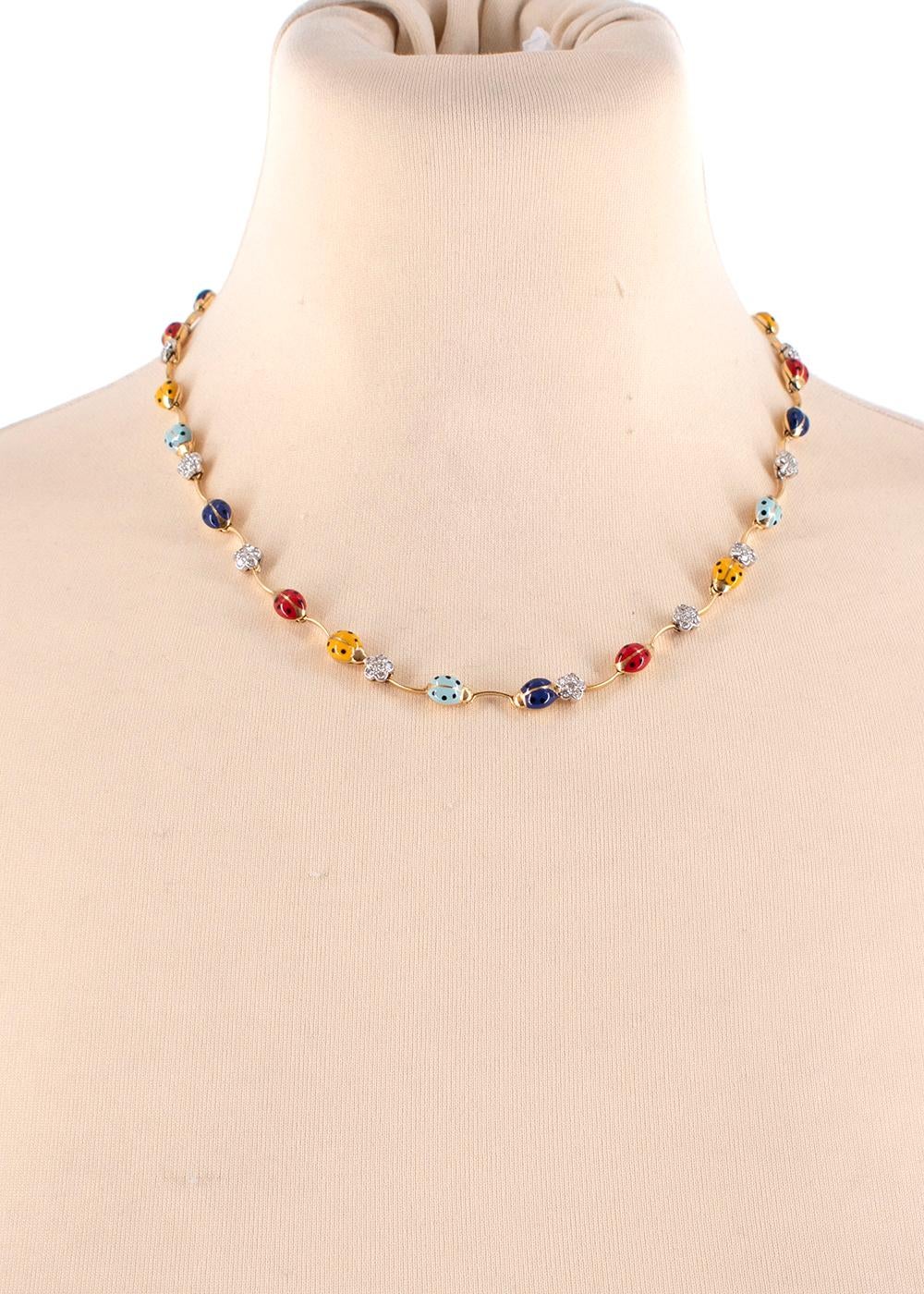 Aaron Basha Ladybird & Diamond 18kt Yellow Gold Necklace For Sale 2