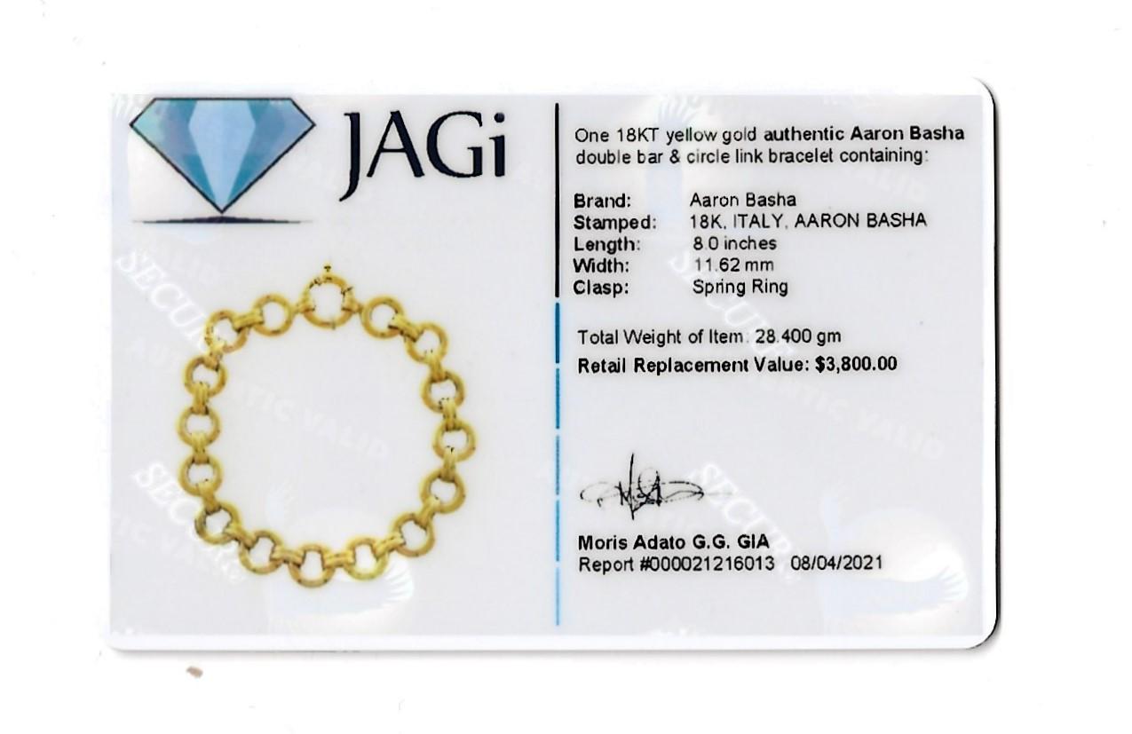 Aaron Basha Polished 18 Karat Yellow Gold Double Bar and Circle Link Bracelet 5