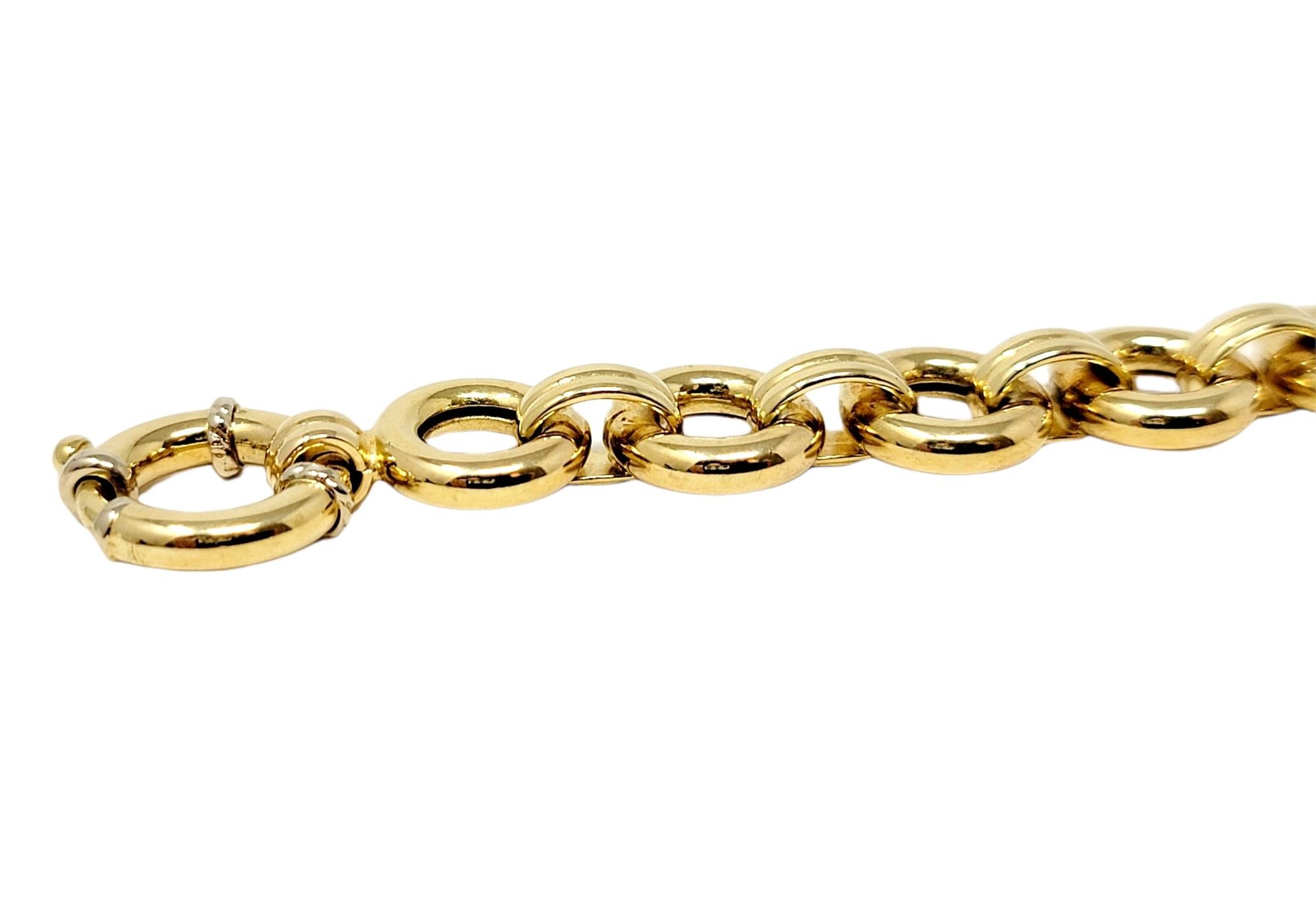 Contemporary Aaron Basha Polished 18 Karat Yellow Gold Double Bar and Circle Link Bracelet