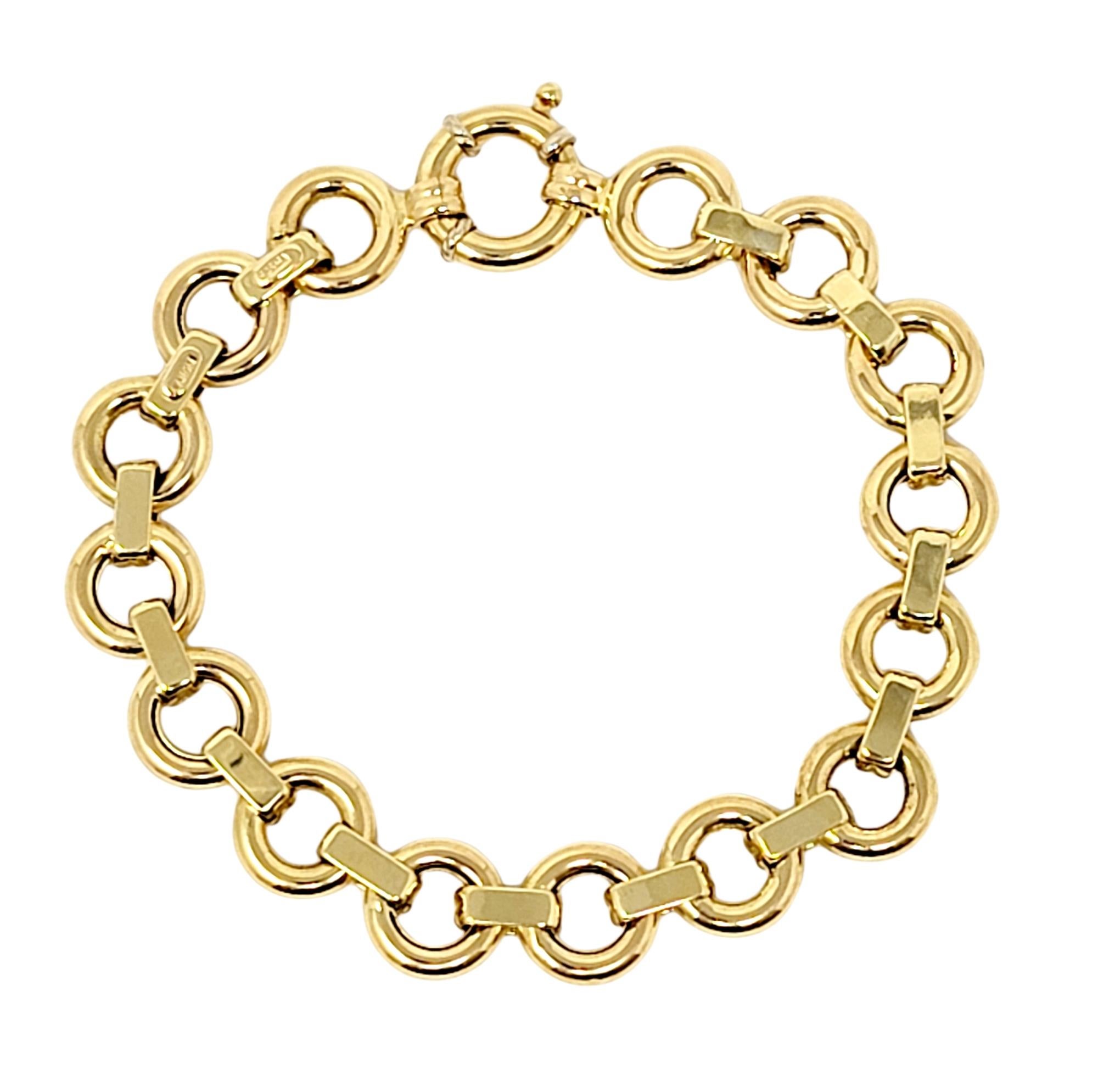 Aaron Basha Polished 18 Karat Yellow Gold Double Bar and Circle Link Bracelet 1