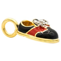 Aaron Basha Red Saddle Baby Shoe with Diamond Bow