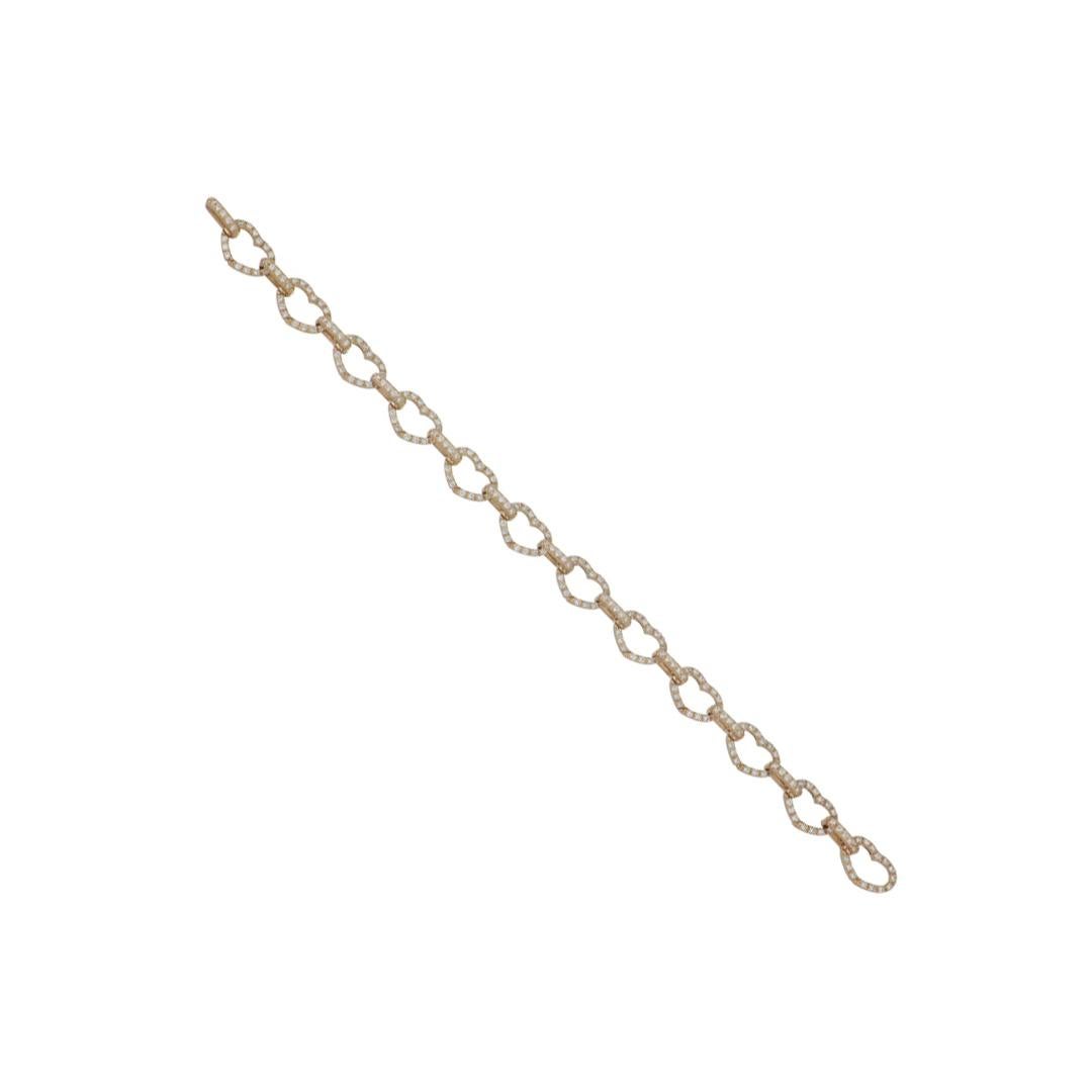 Aaron Basha 18K Rose Gold Heart Shaped Full Pave Open-Link (Small) Bracelet