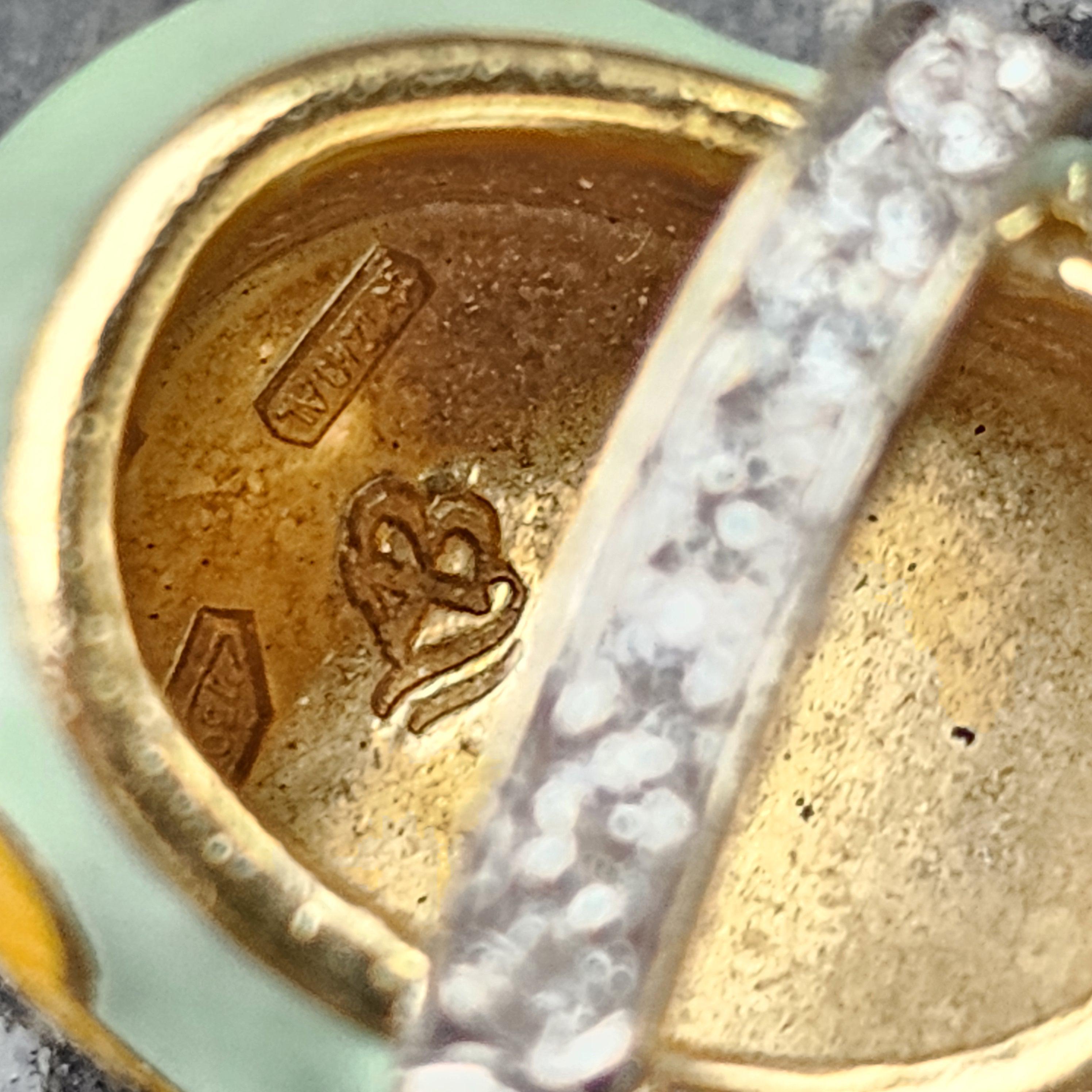 Aaron Basha Rubber Duckie Enamel Diamond Shoe Charm Pendant 18k yellow Gold 3000 In Good Condition In Northbrook, IL